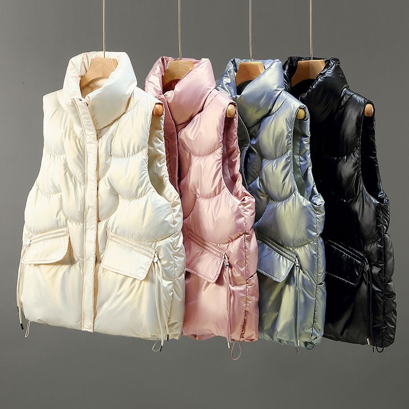 Fashion Solid Color Polyester Zipper Coat Vest