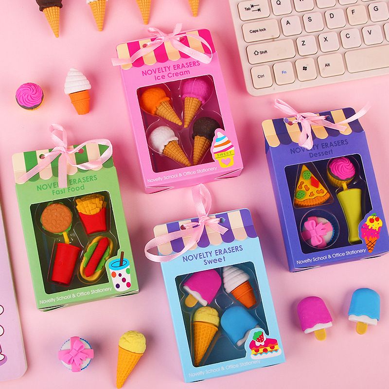 Creative Dessert Cute Cake Gift Box Eraser Set