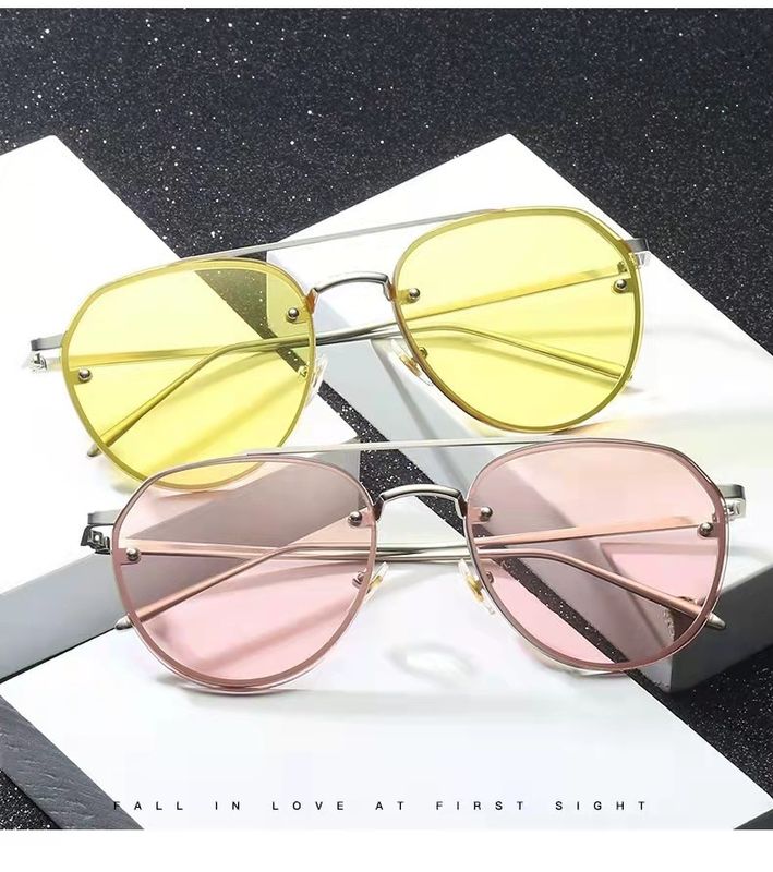 Fashion Solid Color Pc Round Frame Frameless Women's Sunglasses