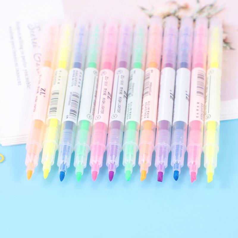 Fashion Candy Color Double-headed Fluorescent Pen Stationery 1 Piece