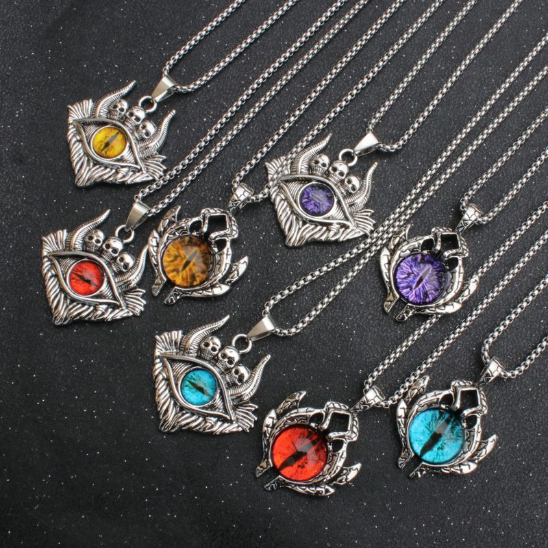 Fashion Devil's Eye Stainless Steel Stoving Varnish Pendant Necklace 1 Piece