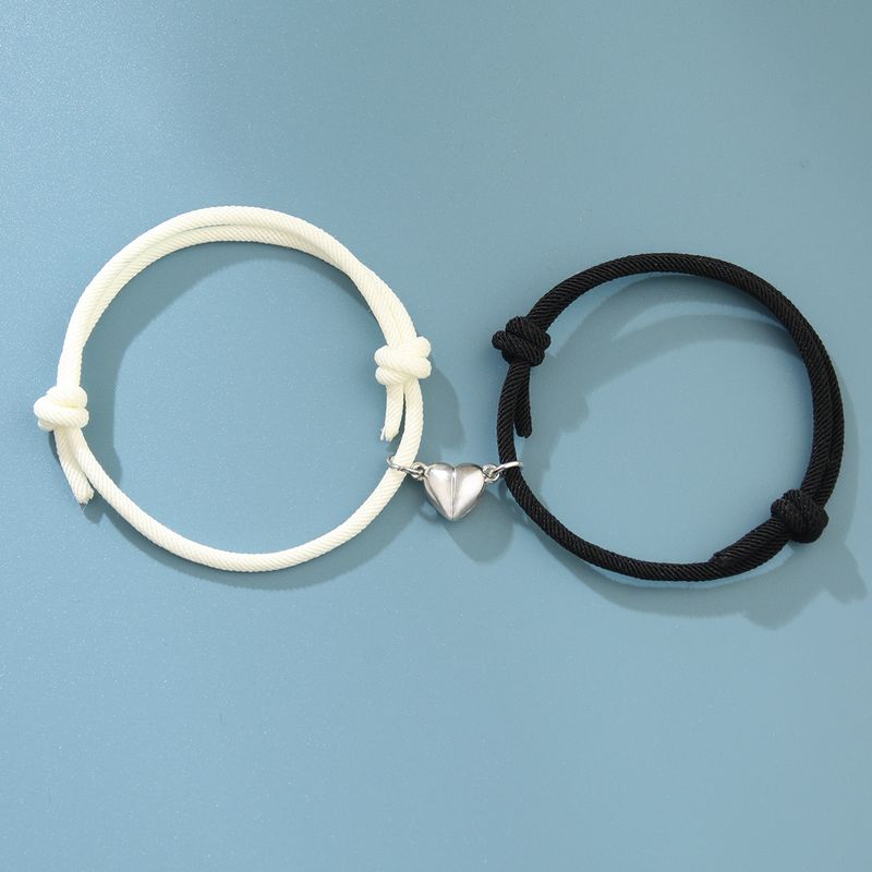 Fashion Heart Shape Alloy Rope Couple Bracelets 2 Pieces