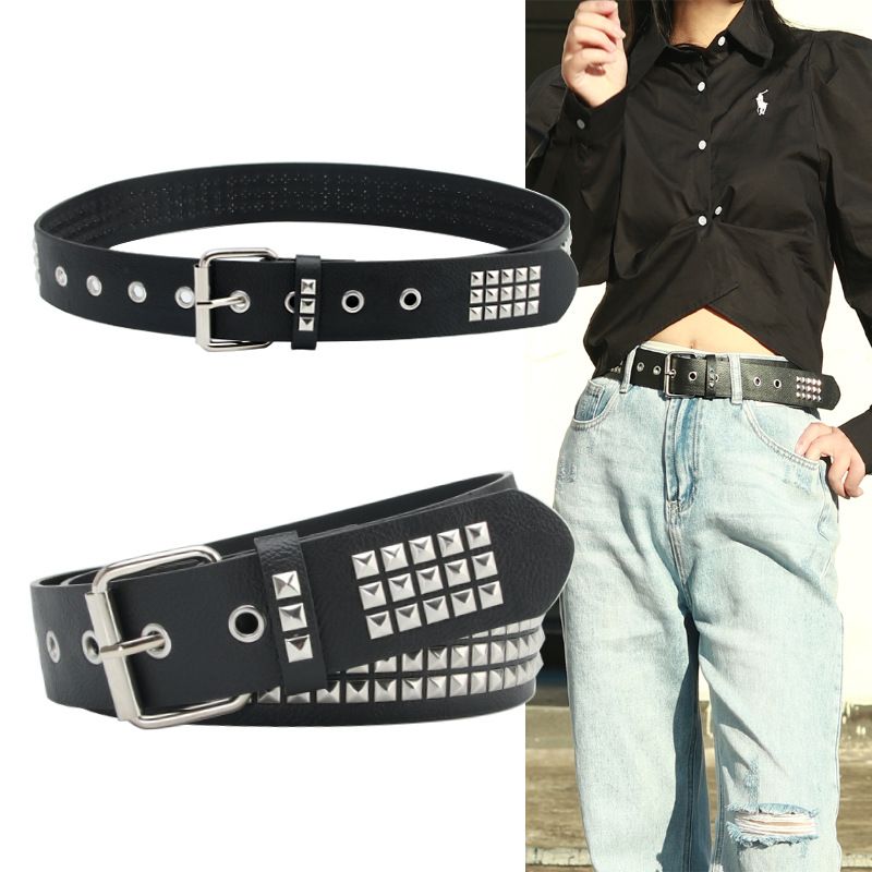Punk Geometric Pu Leather Iron Unisex Leather Belts