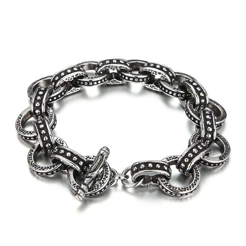 Retro Round Stainless Steel Patchwork Bracelets 1 Piece