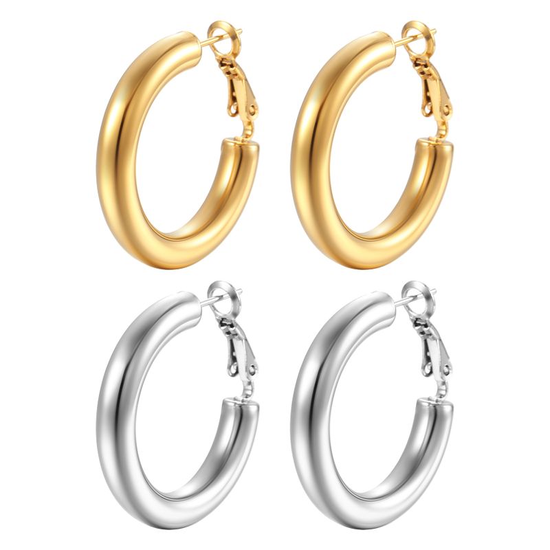 Fashion Round Stainless Steel Plating Earrings