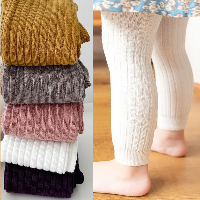 Elegant Solid Color Jacquard Cotton Pants & Leggings