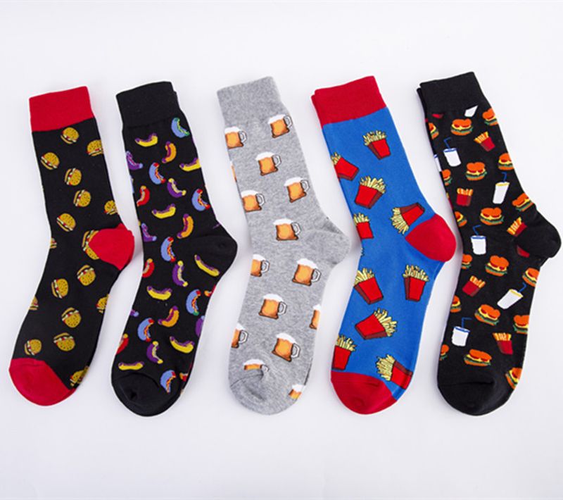 Unisex Casual Color Block Cotton Crew Socks 1 Set