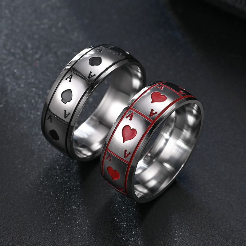 Fashion Poker Stainless Steel Rings 1 Piece