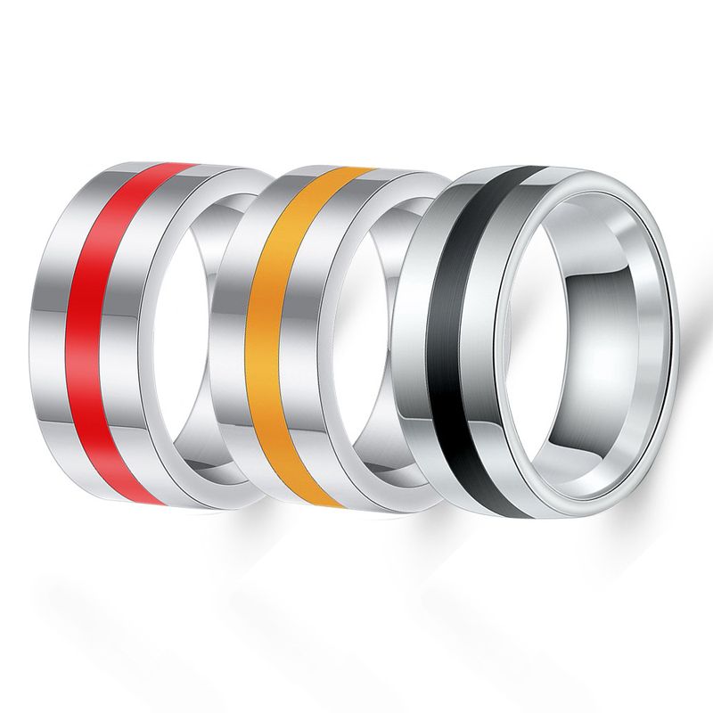 Casual Round Titanium Steel Epoxy Rings