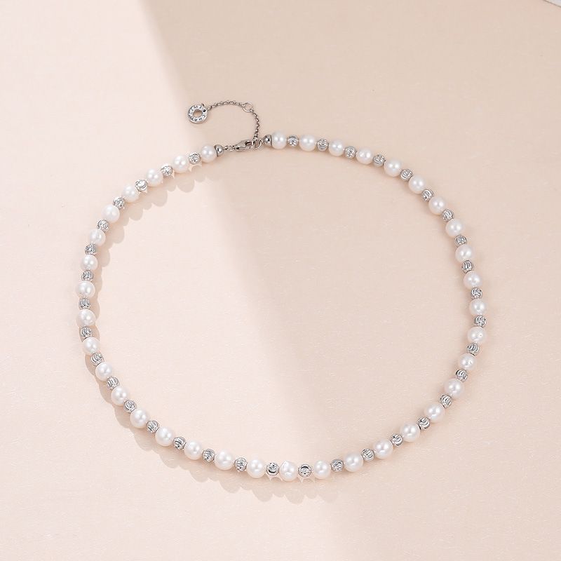 Fashion Solid Color Pearl Sterling Silver Pearl Necklace 1 Piece