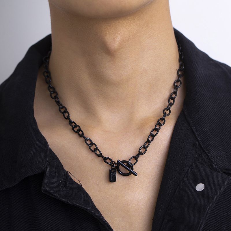 Fashion Solid Color Alloy Stoving Varnish Men's Necklace 1 Piece