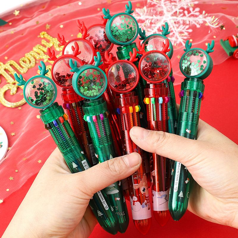 Cute Cartoon Christmas Multi-color 10 Colors Press Ballpoint Pen