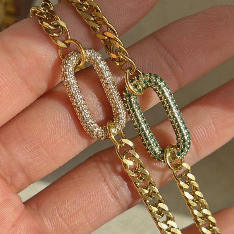 Glass Copper Retro Plating Geometric Necklace