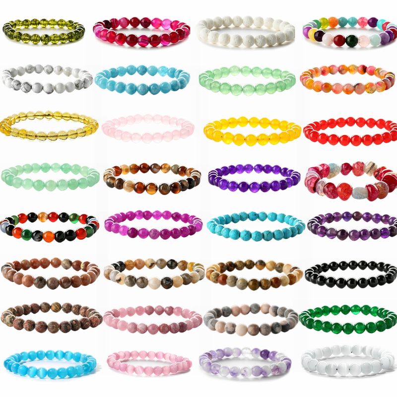 Retro Solid Color Beaded Natural Stone Bracelets
