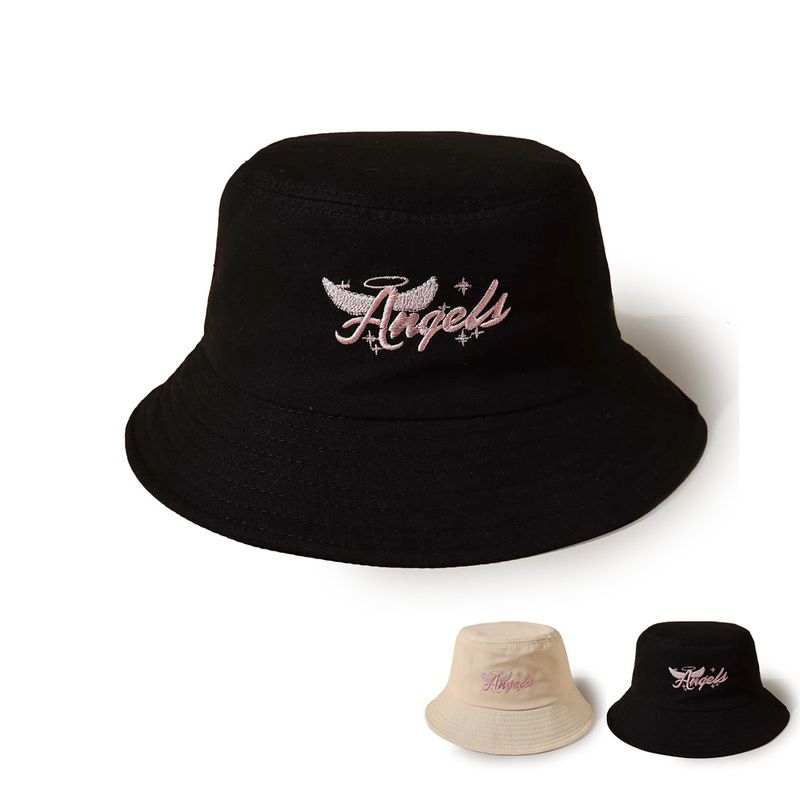 Unisex Fashion Letter Wings Embroidery Bucket Hat