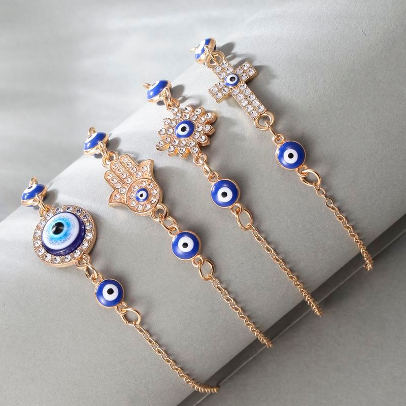 Fashion Cross Devil's Eye Alloy Inlay Artificial Gemstones Women's Bracelets 1 Piece