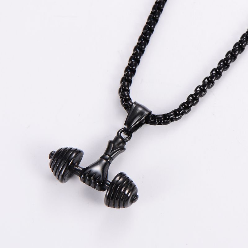 Hip-hop Dumbbell Stainless Steel Plating Pendant Necklace 1 Piece