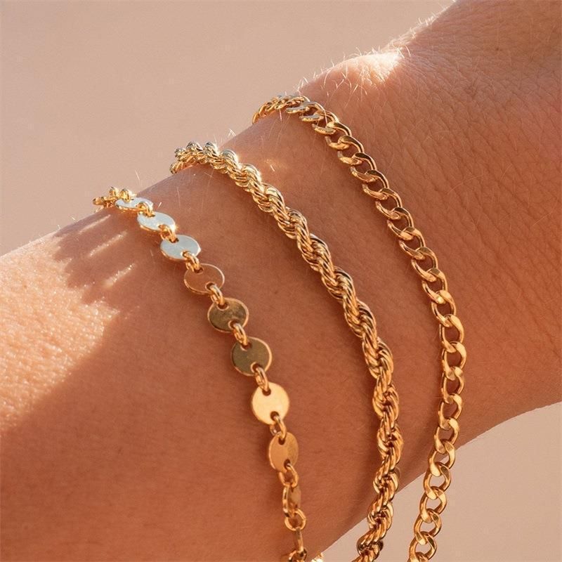 Simple Style Geometric Stainless Steel Plating Bracelets