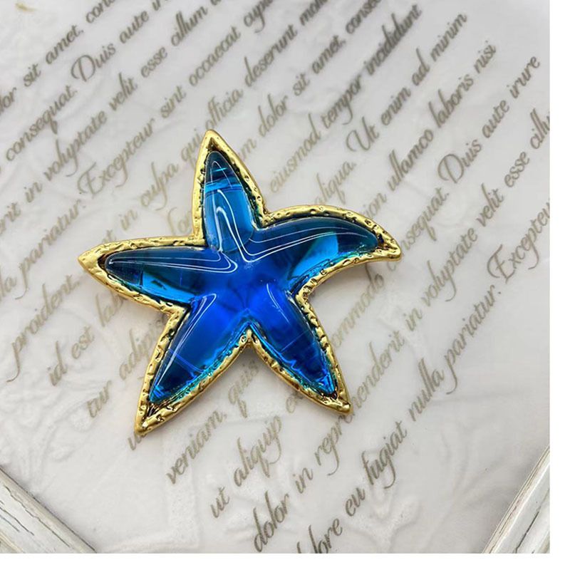 Simple Style Starfish Alloy Glass Inlay Artificial Gemstones Women's Brooches
