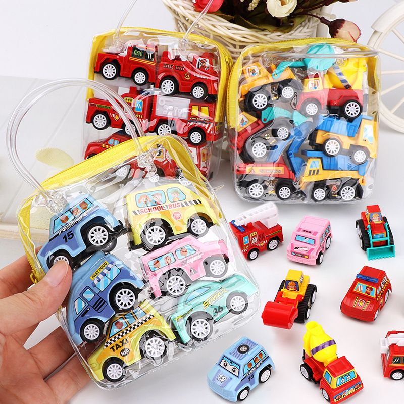 Mini Car Engineering Car Cartoon Inertia Children's Toys 1 Bag 6 Pieces