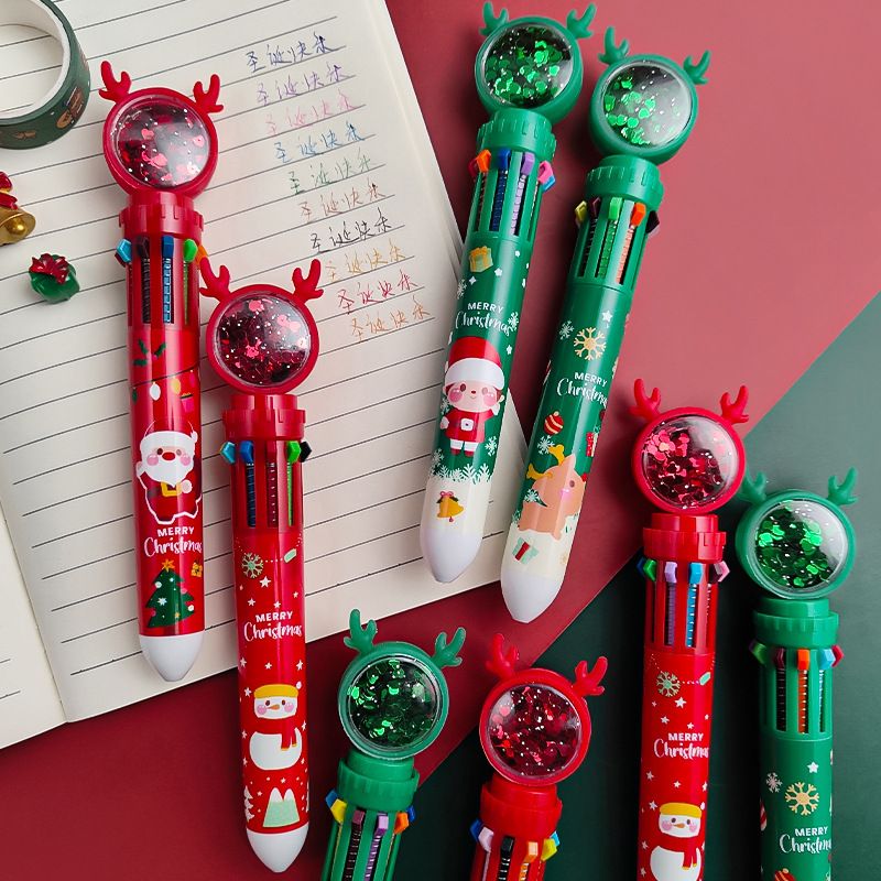 Weihnachten Cartoon Mode Student 10-color Push-typ Kugelschreiber