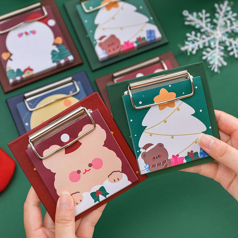 Cute Cartoon Christmas Student Stationery Non-sticky Board Clip Note