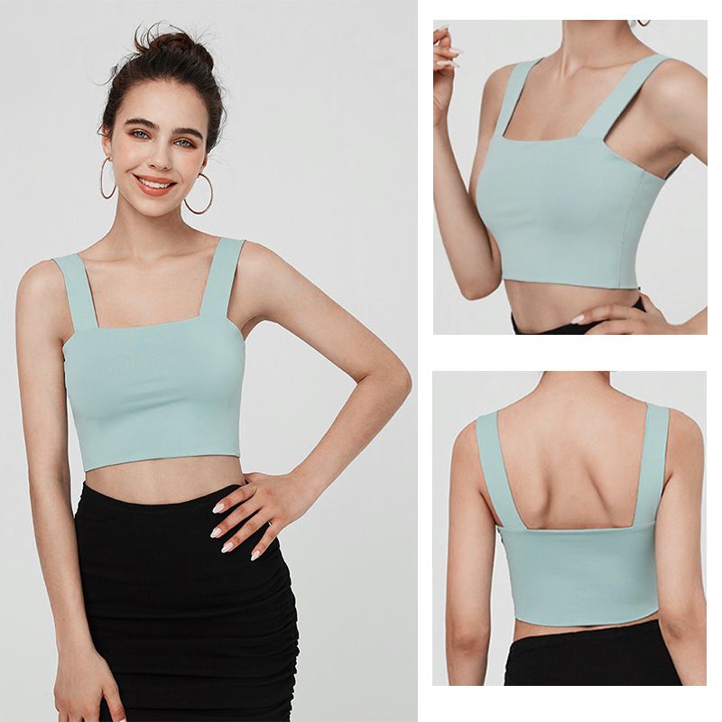 Simple Style Solid Color Polyester Square Neck Backless Active Tops Vest