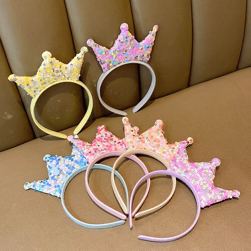 Sweet Crown Plastic Cloth Sequins Hair Band 1 Piece