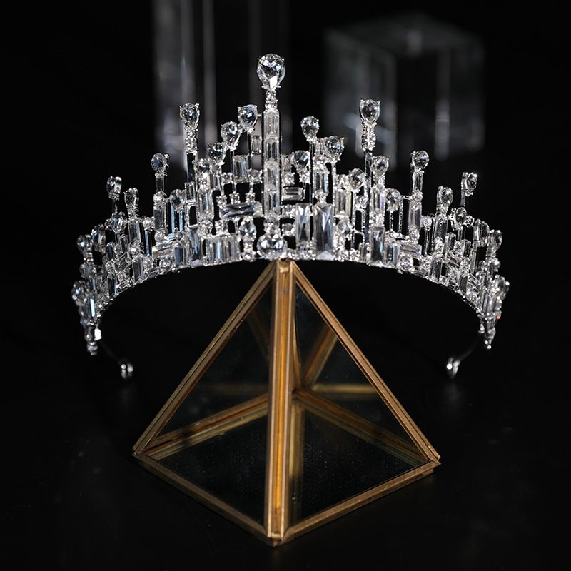 Fashion Crown Alloy Plating Inlay Rhinestones Pearl Crown 1 Piece