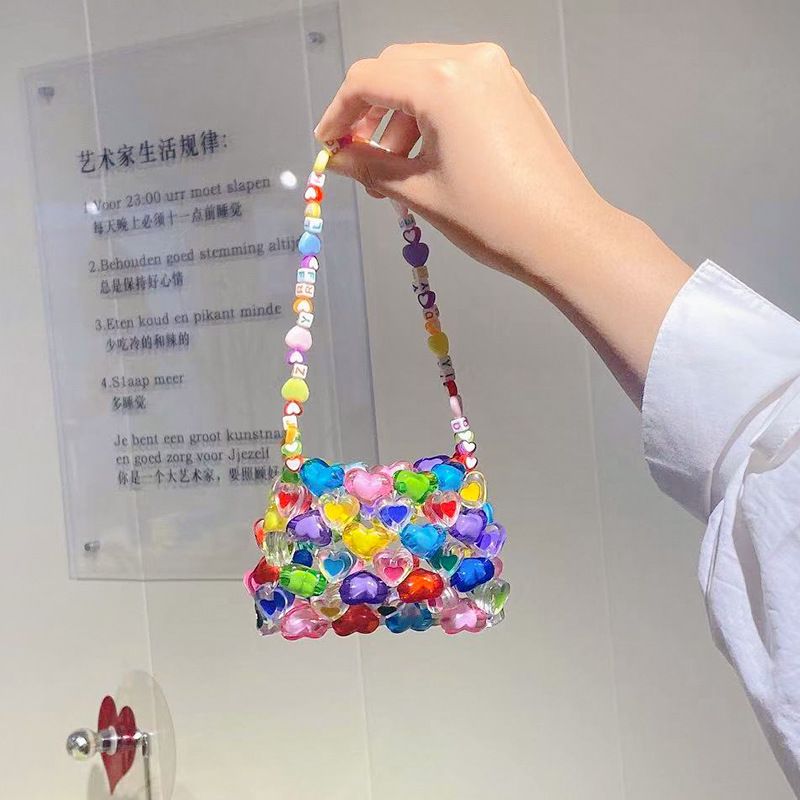 Girl's Mini Pvc Heart Shape Fashion Square Open Crossbody Bag