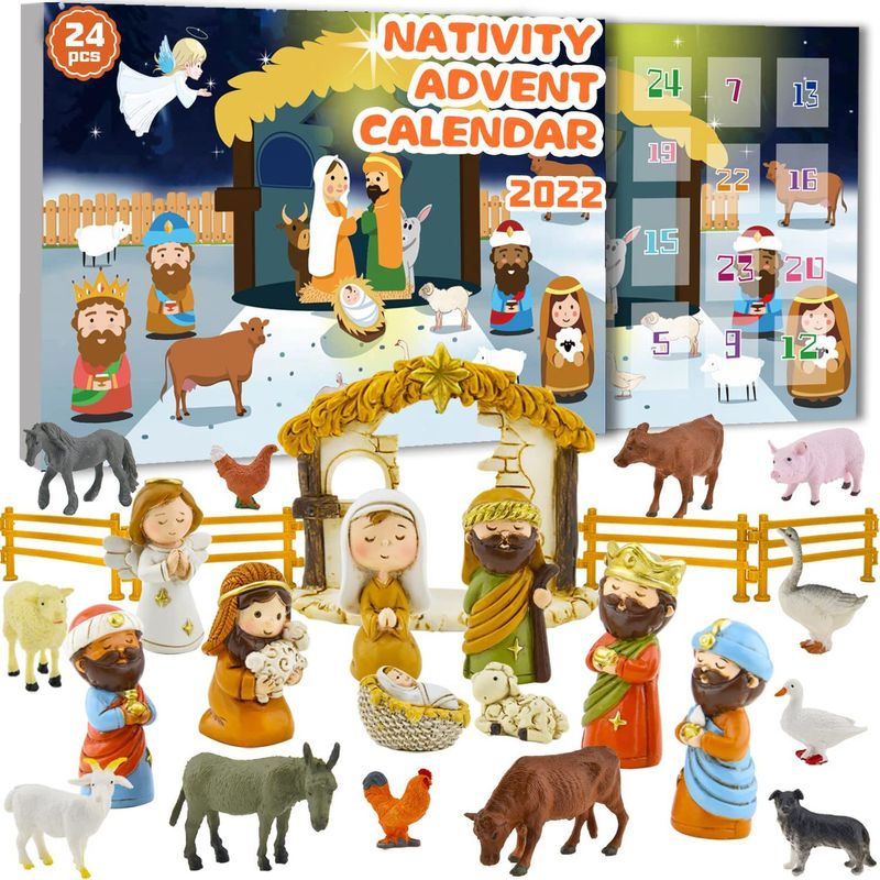 Nativity Advent Calendar Nativity Christmas Miniature Model Sand Table Decoration 24 Pieces