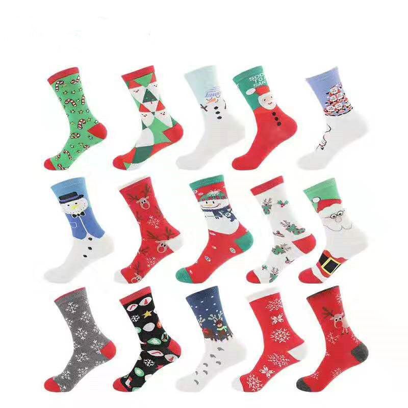 Unisex Fashion Santa Claus Snowflake Nylon Cotton Crew Socks