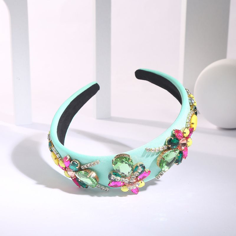 Baroque Style Flower Cloth Inlay Rhinestones Hair Band 1 Piece