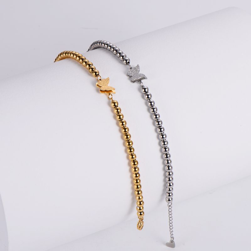 Mode Schmetterling Rostfreier Stahl Perlen Überzug Armbänder 1 Stück