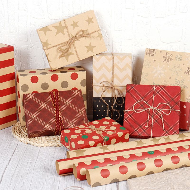 Christmas Fashion Geometric Kraft Paper Festival Gift Wrapping Supplies