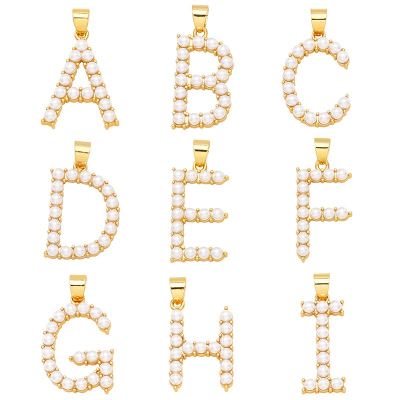 1 Piece Copper Artificial Pearls Letter Simple Style