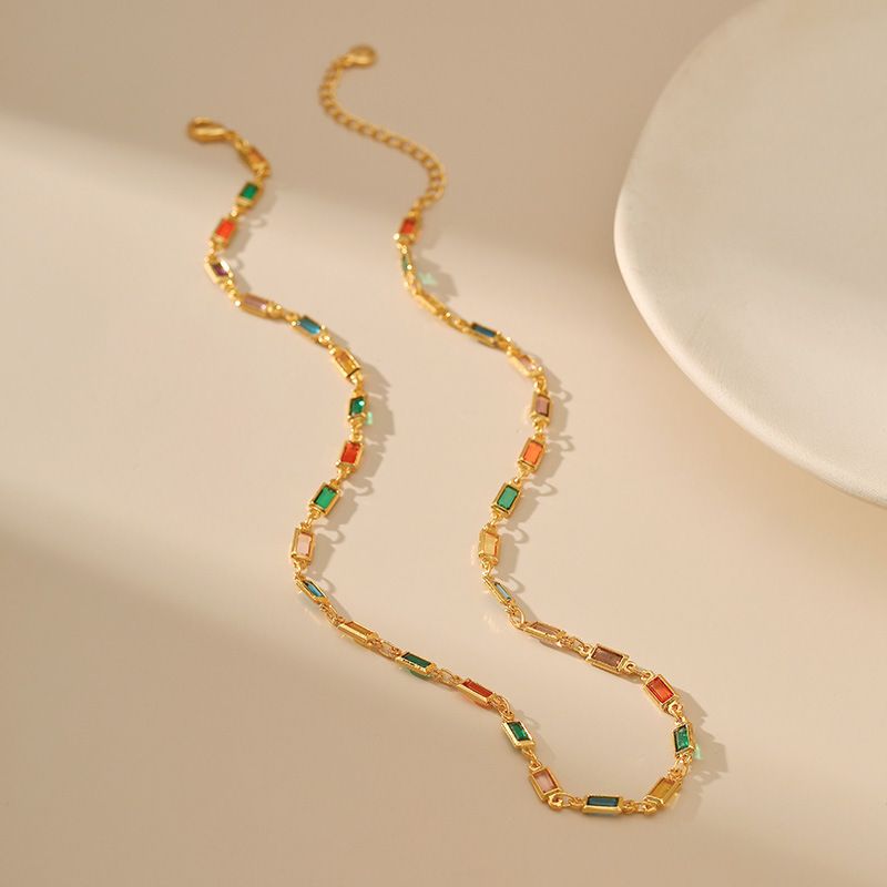 Ethnic Style Geometric Copper Gold Plated Zircon Necklace 1 Piece