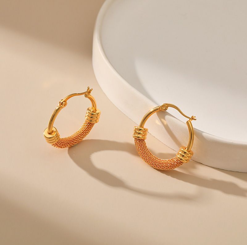 Simple Style Circle Brass Gold Plated Hoop Earrings 1 Pair