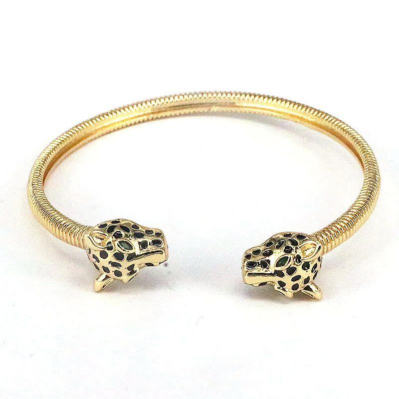 Retro Geometrisch Tier Leopard Kupfer Vergoldet Zirkon Armreif 1 Stück
