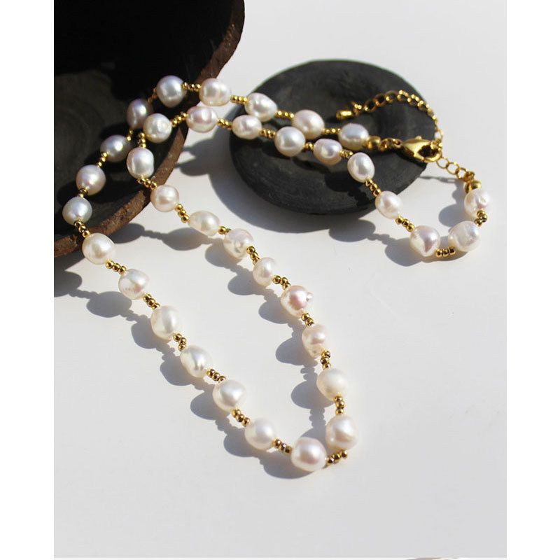 Fashion Geometric Pearl Plating Necklace 1 Piece