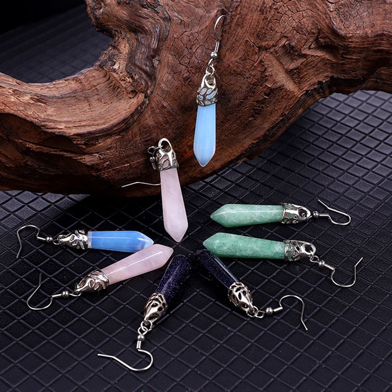 1 Pair Fashion Solid Color Polishing Crystal Drop Earrings