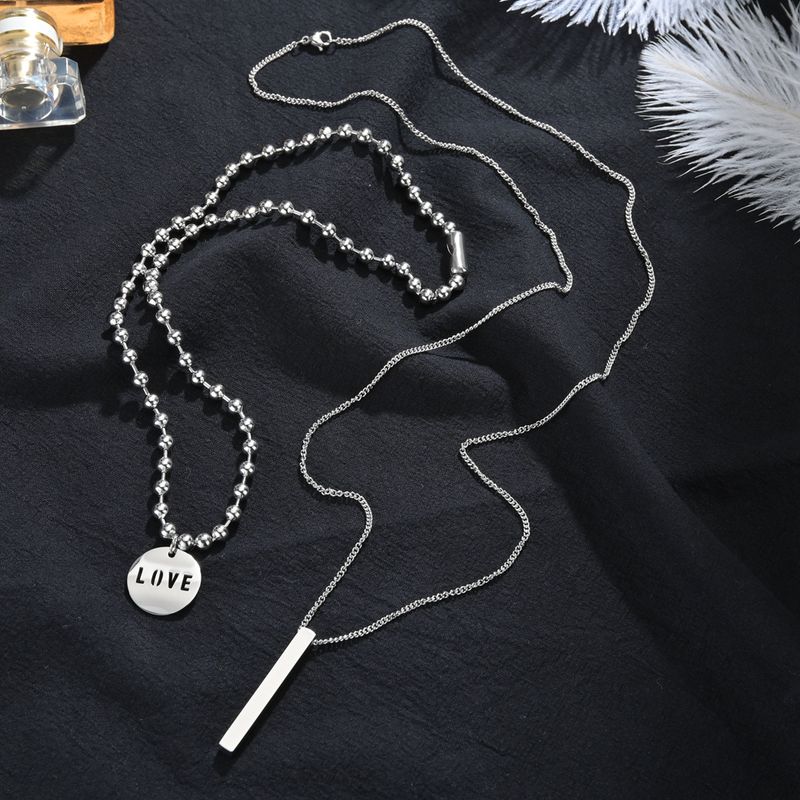 Simple Style Round Letter Stainless Steel Necklace 2 Pieces