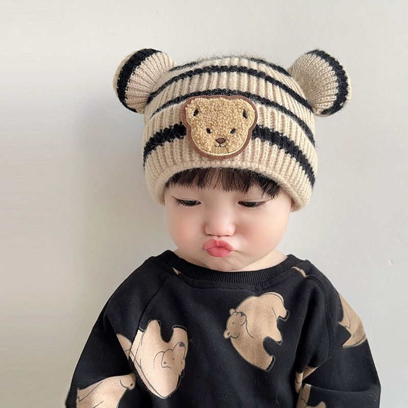 Children Unisex Cartoon Style Stripe Jacquard Wool Cap