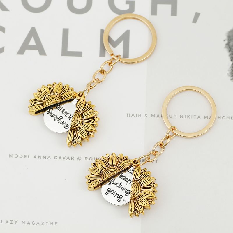 Fashion Sunflower Letter Alloy Women's Keychain Necklace 1 Piece