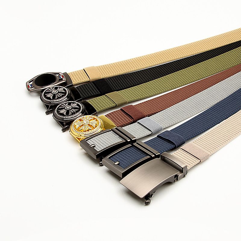 Simple Style Stripe Solid Color Alloy Canvas Inlay Rhinestones Men's Woven Belts 1 Piece