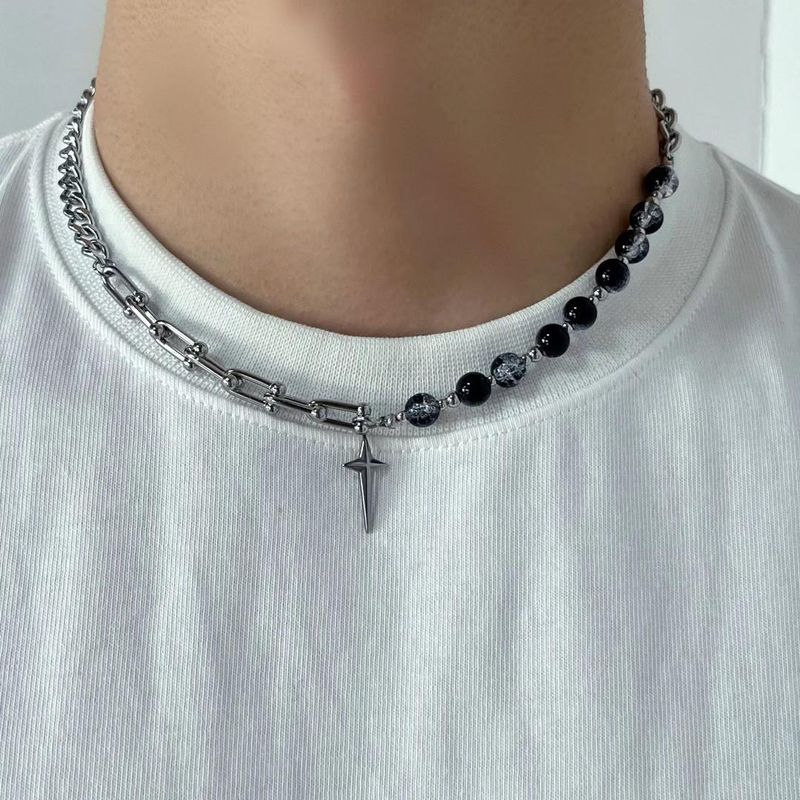 Moda Forma De U Acero Titanio Pulido Collar Colgante 1 Pieza