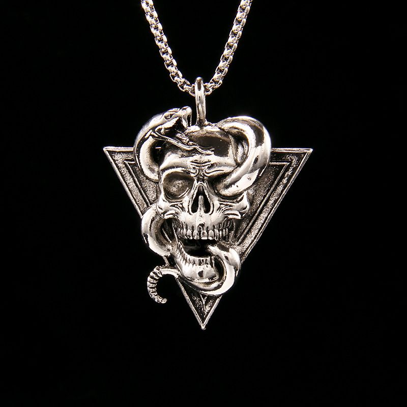 Wholesale Jewelry Hip-Hop Snake Skull 201 Stainless Steel Zinc Alloy Plating Pendant Necklace