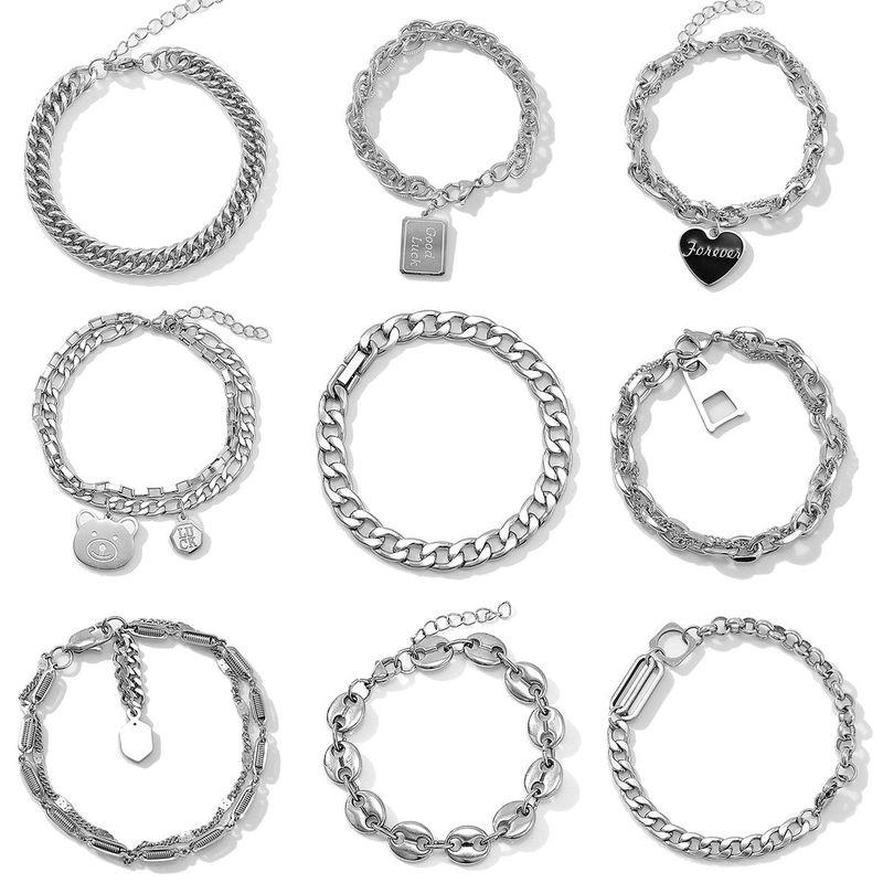 Mode Géométrique Acier Au Titane Chaîne Bracelets 1 Pièce