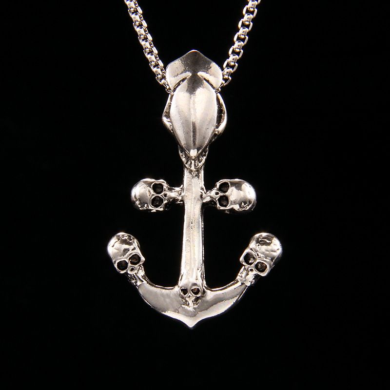 Punk Anchor Skull Stainless Steel Alloy Plating Unisex Pendant Necklace 1 Piece