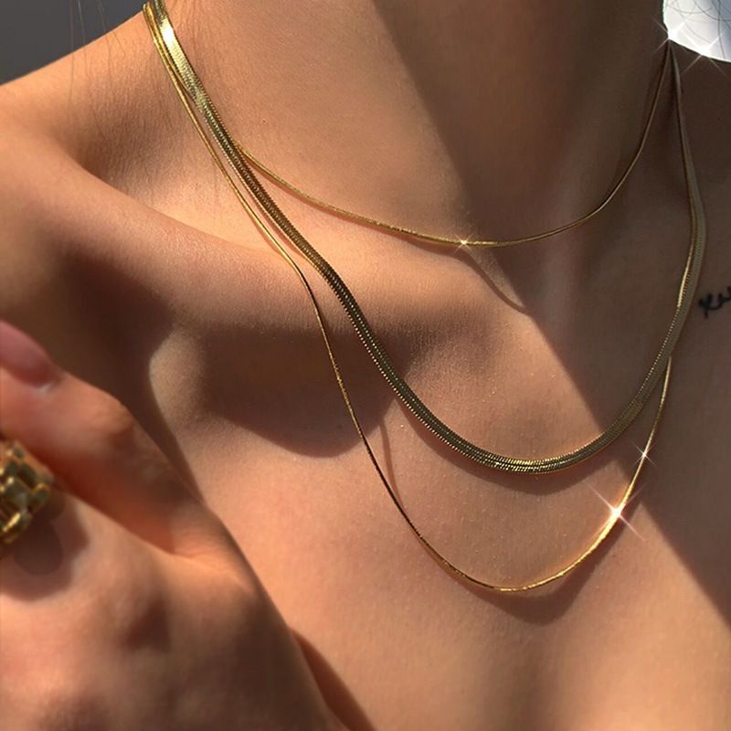 Fashion Geometric Titanium Steel Plating Layered Necklaces 1 Piece